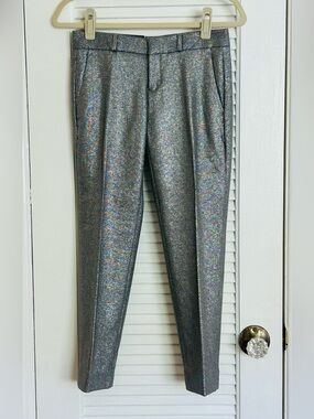 Banana Republic Holographic Silver Straight-Leg Pants